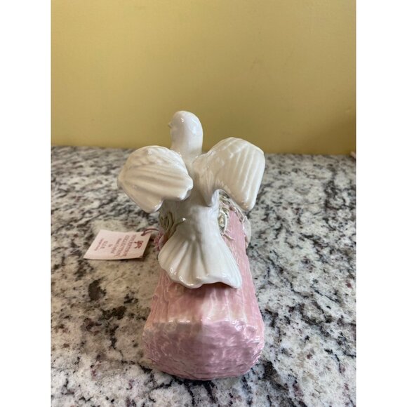 1997 Von Rattibor Handcrafted Porcelain Dove Pink Log Floral Accents Signed - Picture 4 of 8